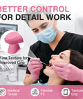 Top Tier Medical Grade Nitrile Exam Gloves Powder And Latex Free Pink Disposable Gloves 100 Count For Healthcare Tattoo And Beauty Pros Getting Killer Puncture Resistant Comfort Daily used by dentist for patient care.