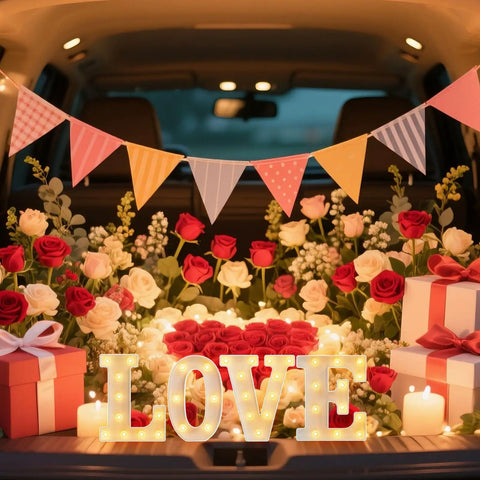 Lit Diamond Bulb Marquee Letter Lights With 26 Alphabet Characters Sparkling LED Lighted Letter Sign for romantic car decor