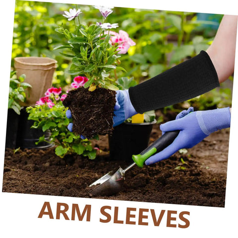 Tough As Nails Anti Cut Protective Arm Sleeves Garden Welding And Mechanics Heavy Duty Daily Grind Armor Elastic Fit Durable Work Guards Two Pack, worn while gardening.