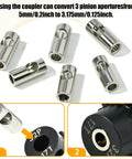 Fraizoe RC stainless steel 6-pack motor pinion adapter sleeves, 3.175mm to 5mm bore for 1/10 scale RC cars