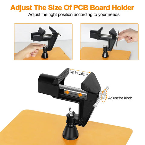 Magnetic Helping Hands Soldering Clamp With 3x Magnifying Lamp 360 Degree Rotating Magic Arm PCB Board Holder on table