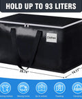 Collapsible Moving Bags 93L 6-Pack Heavy-Duty Packing Totes With Zippers And Handles on display with dimensions