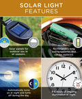 Solar light features with panels, rechargeable batteries, automatic day-night function, and 6-8 hours illumination for lantern.