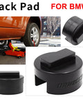 URMECH black rubber jack pads for BMW/Mini; slotted square pads, 2-pack for frame-rail protection