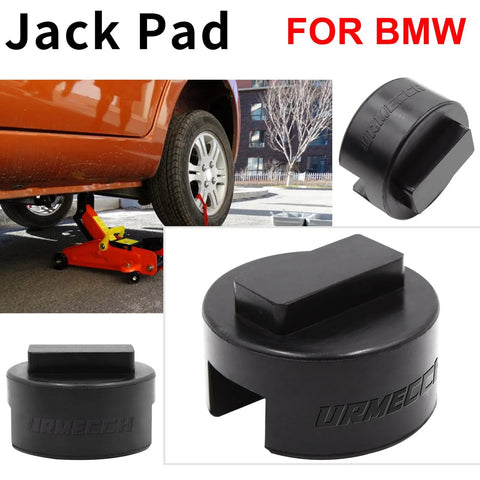 URMECH black rubber jack pads for BMW/Mini; slotted square pads, 2-pack for frame-rail protection