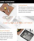 15 Inch Drop In Bar Sink Stainless Steel 16 Gauge Single Bowl Workstation Wet Prep Sink with cutting board and rack