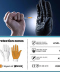 Level 5 Puncture Resistant Gardening Gloves With A7 Cut Protection, Touchscreen Friendly, Breathable Grip Boosted Safety Gloves, Medium, Black, 1 Pair demonstrating needle puncture resistance.
