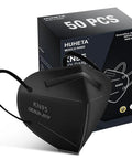 Kids KN95 Masks For Children Pack Of 30 showing a black mask with adjustable earloops and packaging for school and outdoor use.