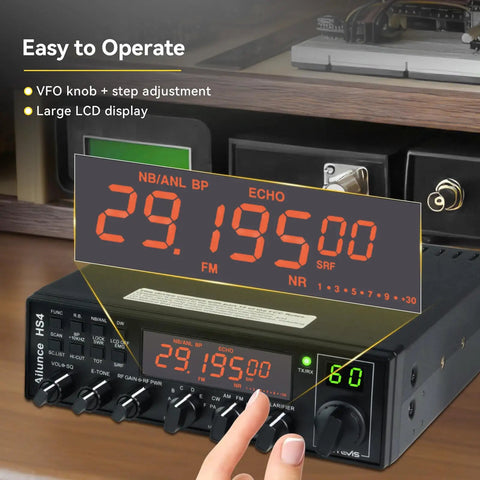 Long Range 10 Meter Ham Radio Base Station Transceiver With SSB CW LSB USB AM FM PA Noise Reduction front display