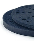 Close-up of Durable Multi-Hole Sanding Buffer Pad 5.9 Inch Round Sponge Interface Disc With Cushion Backing for Dry Sanding.