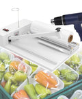 Heavy Duty Industrial Shrink Wrap Machine With Heat Sealing Gun And Thermal Wrapper, sealing vegetables in plastic.