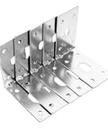 5 Pack Heavy Duty 90 Degree Iron Angle Brackets For Wood Projects No Fuss Install L Shaped Corner Braces arranged in an arc