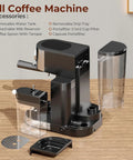 No Fuss Compact Espresso Machine With Real 20 Bar Pressure And Quick Thermo Block Heating Stainless Steel Coffee Maker with detachable accessories.