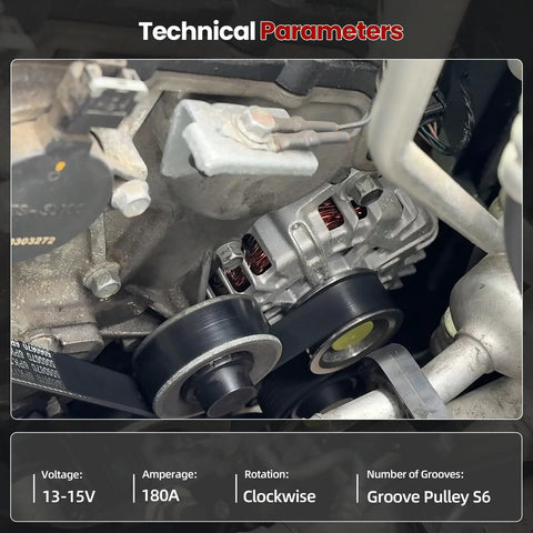 Installed 180 Amp Alternator Replacement For Hyundai Palisade 2020 To 2023 And Kia Telluride 2020 To 2022 3.8L V6 CW Rotation S6 Pulley