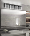 Matte Black Bathroom Light Fixtures Modern Vanity Lighting LED Vanity Light for Bathroom showcasing 4 light design above mirror.