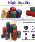 Kickass 130 Piece Wine Bottle Cork And Heat Shrink Cap Kit With Genuine Cork Plugs And Vivid Pvc Foil Covers In Gold Black Red Green Blue For Serious Home Winemaking Projects, assorted PVC shrink capsules.