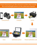 Image showing process of using 100 Pcs Sublimation Blanks For Picture Frames Eight Point Five By Eleven Inch Double Sided Canvas Sheets