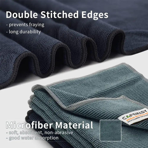 Barista Cleaning Towel Set With Hook Pack Of 3 Microfiber Cloths displaying double stitched edges for durability and fray prevention