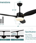 Diagram of Dope Modern 48 Inch Ceiling Fan With Lights And Remote Control In Matte Black For Indoor And Outdoor Use