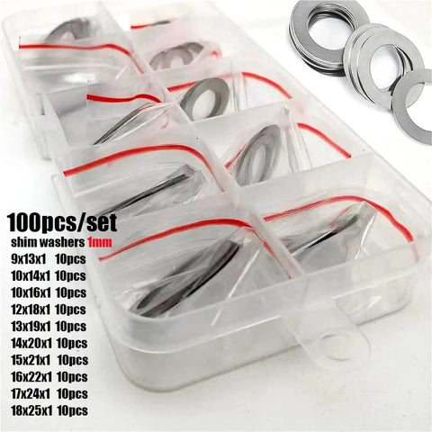 Ultra Thin Stainless Steel Washer Set 304 For Quick Tighten DIN988 Flat Shims M9 Through M18 0.5mm Thick Gasket Assortment Kit DIY Friendly Corrosion Resistant For Bolts And Screws, bagged 1mm shim washers