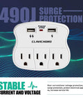 Surge Protector Wall Mount with 3 Outlets and 2 USB Ports, Compact Power Strip for Home Office School, No Fuss Safe Surge Shield