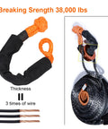 38,000 Lbs Synthetic Fiber Soft Shackle For Vehicle Recovery And Off Road Towing, Protective Sleeve, flexible design