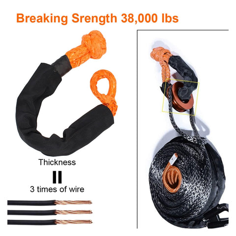 38,000 Lbs Synthetic Fiber Soft Shackle For Vehicle Recovery And Off Road Towing, Protective Sleeve, flexible design