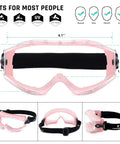 Pink Over Glasses Safety Goggles With Anti Fog Clear Lens, ANSI Z87.1 Eye Protection For Lab Work And Industrial Use