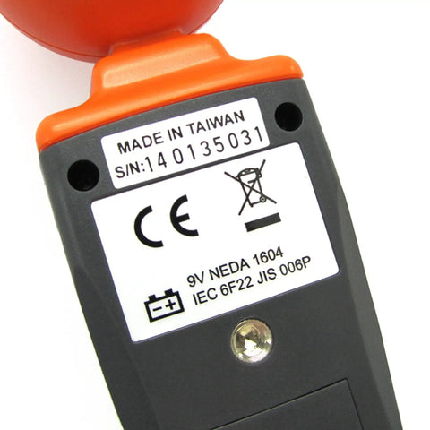 Back view of RF EMF Strength Meter Pro For Home Use 50MHz To 3.5GHz Electromagnetic Field Detector showing manufacturing details.