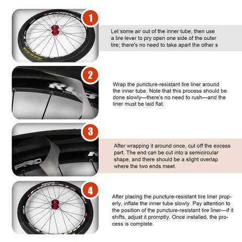 Two Pack Bicycle Tire Liners With Anti Puncture Protection And Anti Burst Shield installation guide