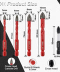 Diamond Drill Bits Set 10pc for Wood Plastic Masonry Tile Glass Ceramic from FOCSTOL, sizes 3/16, 1/4, 5/16, 3/8 inch.