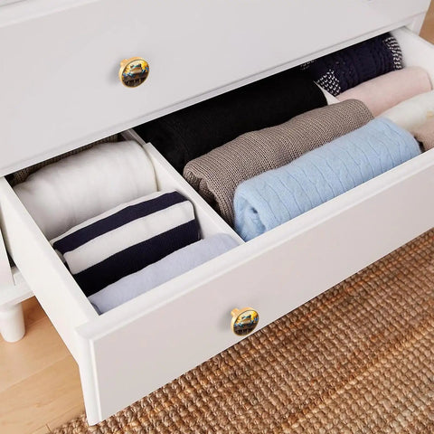 Open drawer with gold cabinet knobs 4 pack set for drawers and cabinets frog fence sunflower round pulls visible