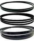 Three Pack 93.5 Inch Wood Bandsaw Blades Set For Fourteen Inch Saws Includes One Half Inch 6TPI One Quarter Inch 6TPI And One Eighth Inch 14TPI Blades