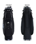 Smooth Glide 14 Way Divider Golf Cart Bag With Full Length Dividers And Kickass Extra Storage Pockets Game Changer Club Guard System In Sleek Black Colorway, front and back views, showcasing pockets.