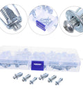 Heavy Duty Petal Expansion Screw Set M4 M5 M6 Built To Last Metal Expansion Bolts For Hollow Wall Plasterboard Installations, Secure Fastening For Furniture Assembly, DIY Projects, And Home Repairs. Plastic case with metal hollow-wall expansion bolts, M4 M5 M6
