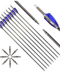 Six Piece 28 Inch 800 Spine Arrow Set With Removable Tips For Target Practice And Hunting, 3 Inch Feathered Carbon Arrows