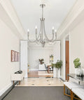 5 Light Brushed Nickel Farmhouse Chandelier Candelabra Style Modern Pendant Lighting for Foyer