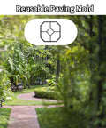Walk Stone Maker DIY Paving Mold For Concrete Pathways Hexagon Pattern Reusable Stone Mold for Garden Yard shown in lush garden