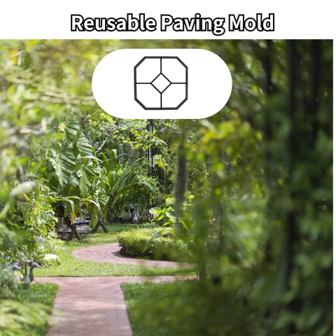 Walk Stone Maker DIY Paving Mold For Concrete Pathways Hexagon Pattern Reusable Stone Mold for Garden Yard shown in lush garden