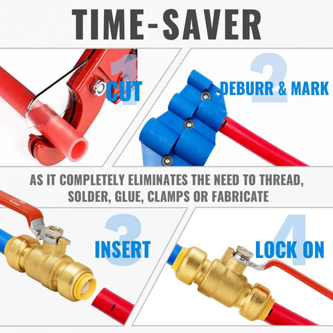 Half Inch Ball Valve Shut Off For Water Supply With Push To Connect Fittings For Pex Copper And CPVC No Lead Brass Includes One Disconnect Clip Pack Of Two installation steps
