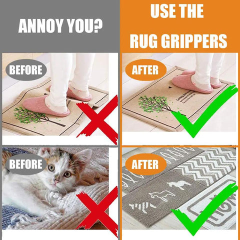 Ultra Sticky Rug Grippers For Anti Curling Non Slip Rug Tape Keeps Your Rug In Place And Makes Edges And Corners Flat 8 Pack