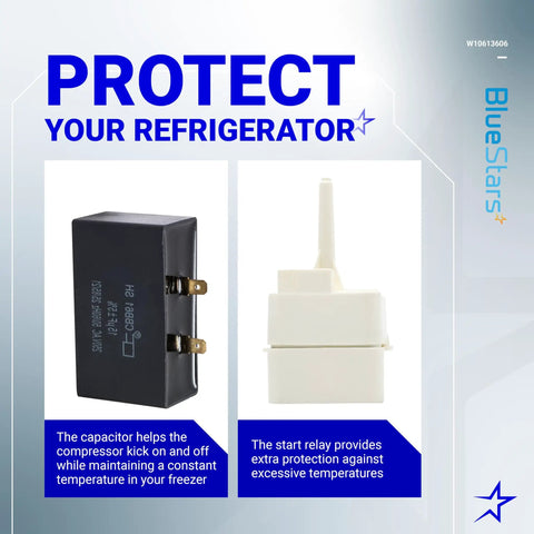Upgraded Refrigerator Compressor Start Relay And Capacitor For Whirlpool KitchenAid Kenmore Refrigerators Replaces W10416065 PS8746522 67003186 No Fuss Easy Fit And Durable High Performance Upgrade