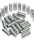 Top Grade 25 Pack Of 6Mm X 12Mm 304 Stainless Steel Dowel Pins And Precision Metal Shelf Pegs scattered on surface.