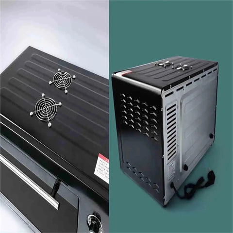 Top and side view of Premium Cold Light UV Curing Box For DLP LCD SLA 3D Printers with fans and sleek design.