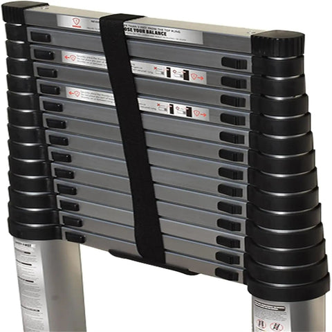 14.5Ft Aluminum Telescoping Ladder Collapsible And Retractable Extension And For Home And Outdoor Projects, Lightweight Portable Build With 330 Lbs Capacity, Grab And Go Easy Carry Handle, Anti Slip Rungs, Durable Safety Design.