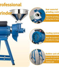 2 In 1 Dry And Wet Grain Mill Grinder Electric 110V With Cooling System and Adjustable Grinding Funnel for Commercial Use