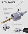 HIGHFIRE 20pc carbide hole saw kit with center drill, spring, hex key and drill bit
