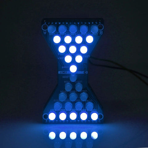 Electronic Hourglass LED DIY Kit For Welding Practice, Blue Ray PCB Board Project With Step By Step Guide glowing in dark