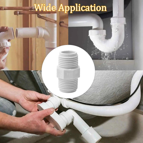 Eight Pack One Half Inch PVC Pipe Connectors M To M NPT Thread Coupling Adapters For DIY Home Or Industrial Plumbing Use Corrosion Resistant White PVC Fittings used in pipe repair