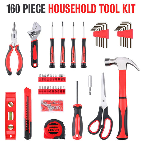 160-Piece All-Purpose Tool Set In A Delicate Toolbox For Everyday Home Repairs